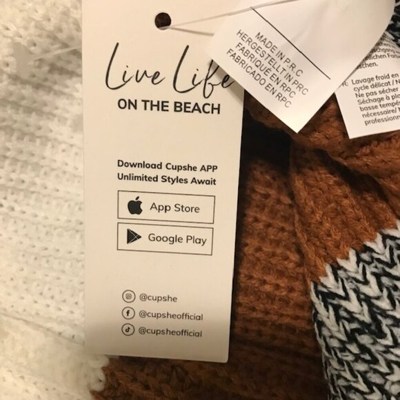 NWT Cupshe Women's Cardigan Sweater Knit Striped Sweater Long Sleeve Size Small - Picture 10 of 11